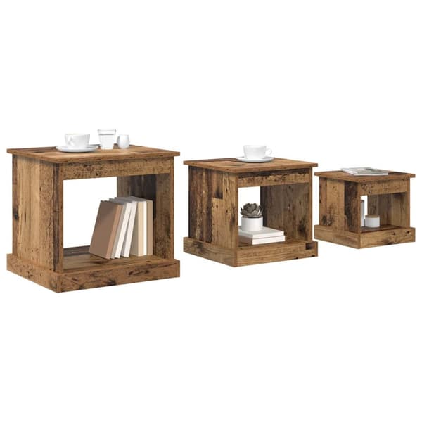 Kaffeebord 3 pcs Gammalt trä Konstruerat trä