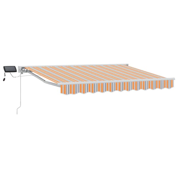 Manuell markisram med LED-lampor Blå, Orange, Vit 3,5 x 2,5 m