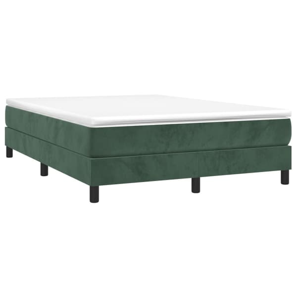 Boxspring-sängram mörkgrön 140x200 cm sammet