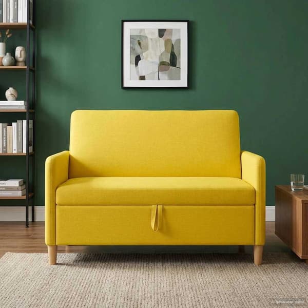 Soffa med förvaring Ljusgul 122 x 78 x 87 cm Polyester