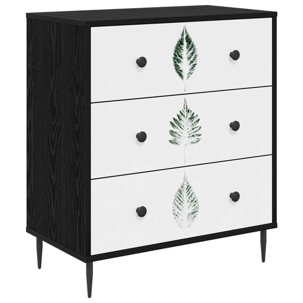 Kommode HANAU Grön lövtryck 66 x 36,5 x 76 cm Konstruerat trä