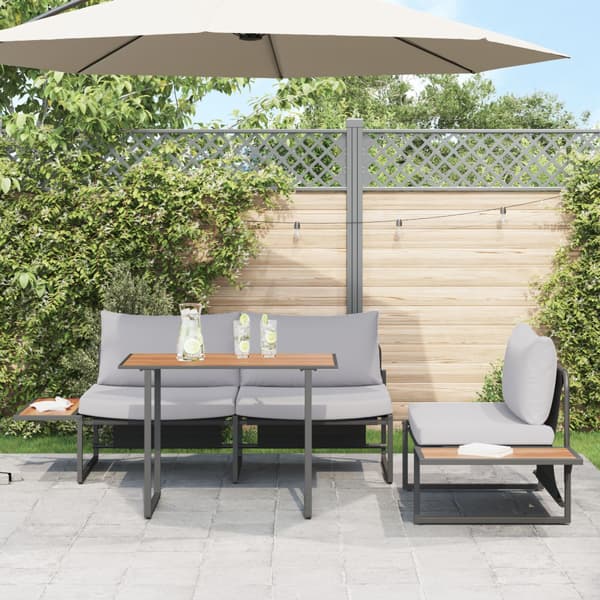 Trädgårdsmöbelset 3 pcs Ljusgrå Stål