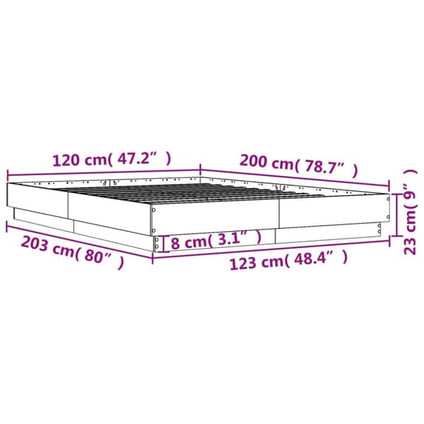 Sängram vit 120x200 cm konstruerat trä