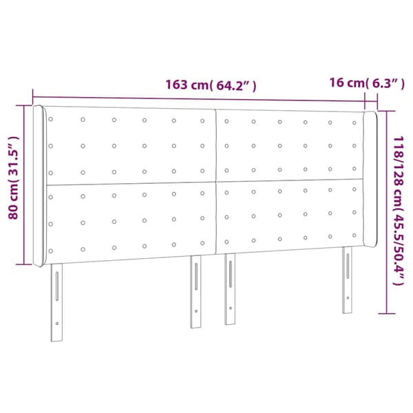 Sänggavel LED blå 163x16x118/128 cm sammet