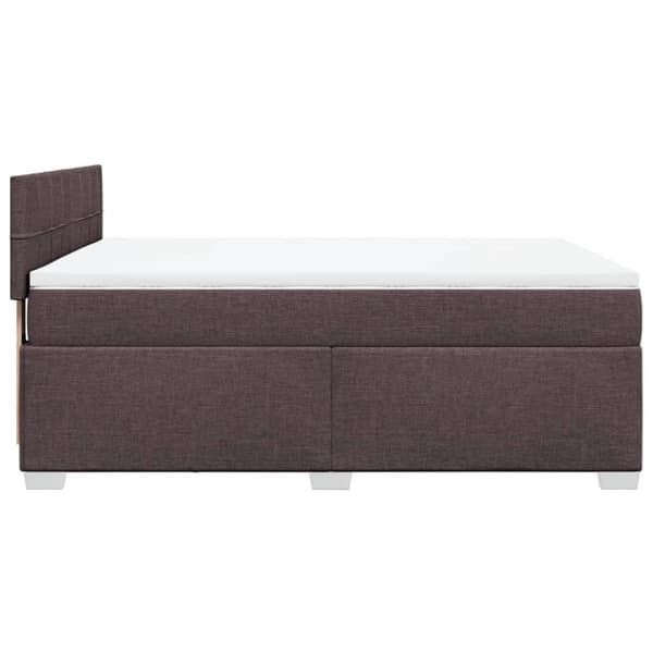 Ramsäng med madrass mörkbrun 140x190 cm tyg