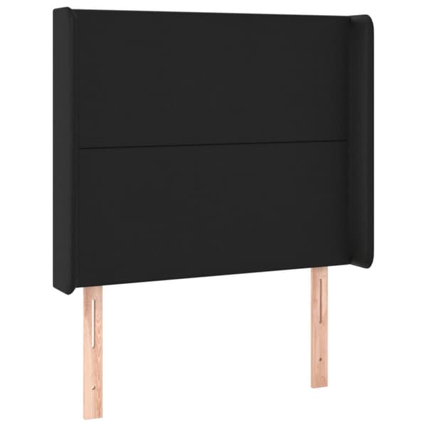 Sänggavel LED svart 83x16x118/128 cm konstläder