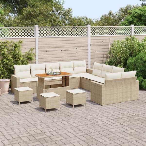 Trädgårdsoffset 18 pcs Beige och gräddfärgad konstrotting