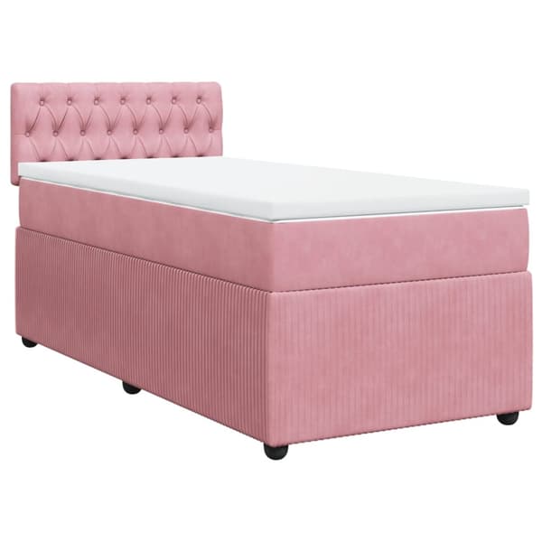 Ramsäng med madrass rosa 90x190 cm sammet