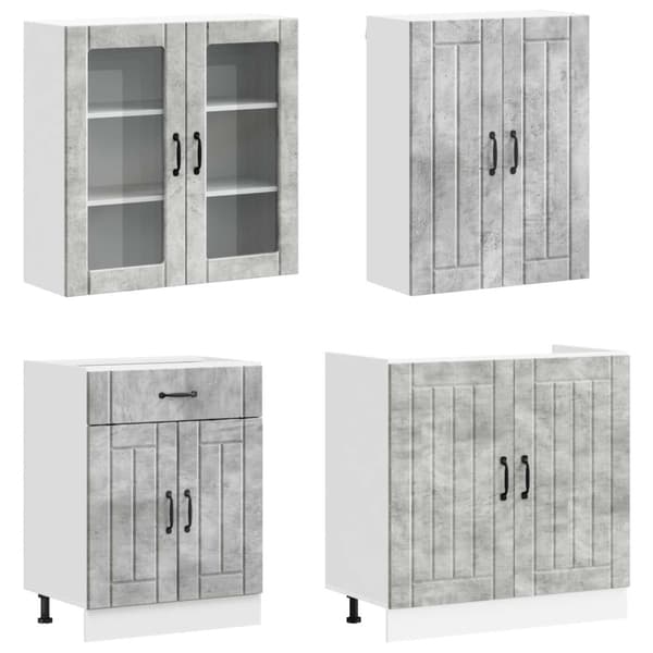 Köksenhet LUCCA 8 pcs Betonggrå Konstruerat trä