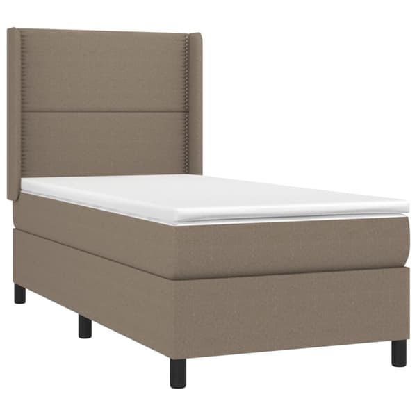 Ramsäng med madrass taupe 90x200 cm tyg