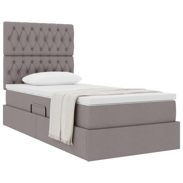 Förvaringssäng med madrass Taupe 90 x 190 cm Polyester