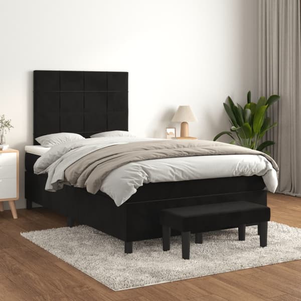 Ramsäng med madrass svart 120x190 cm sammet