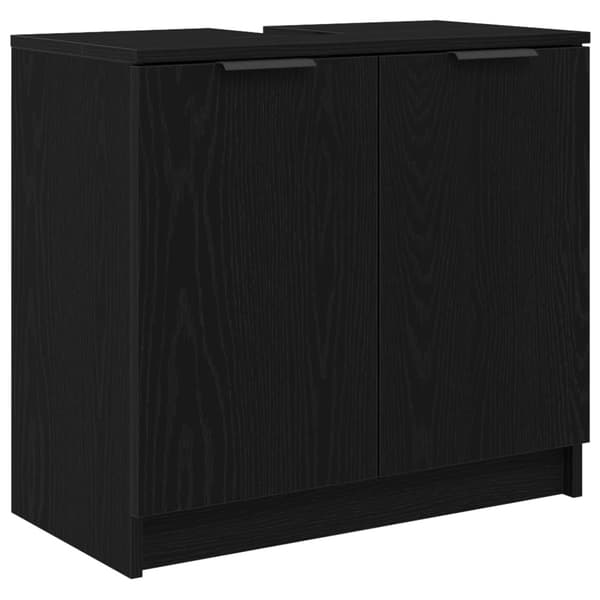 Badrumsmöbelset med låda 5 pcs Svart Ek Konstruerat trä