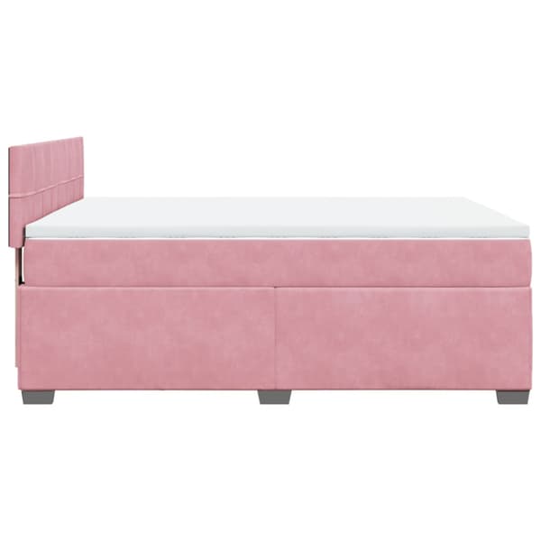 Ramsäng med madrass rosa 160x200 cm sammet