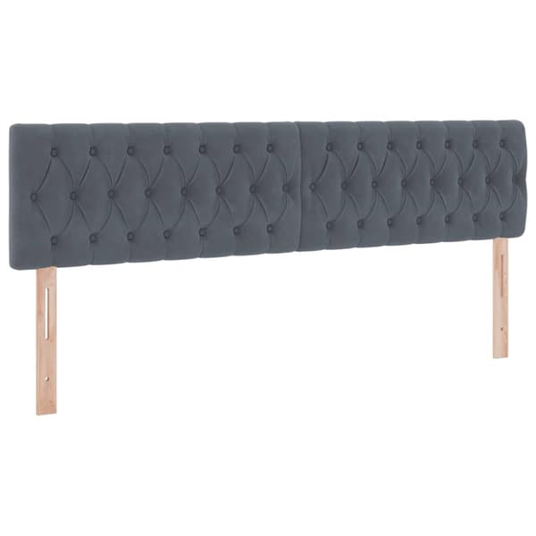 Säng med LED-ljusslingor Mörkgrå 200 x 200 cm Sammet