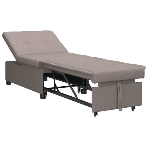 Pull Out Sofa Bed Taupe 194 x 50 x 82 cm tyg