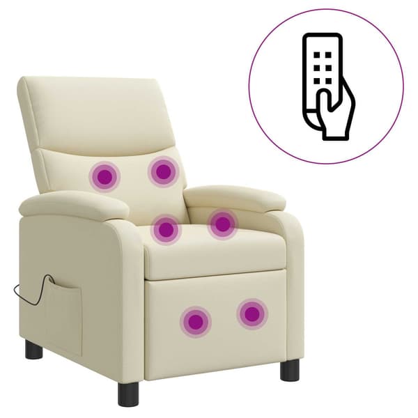 Massagefåtölj Gräddvit Konstläder