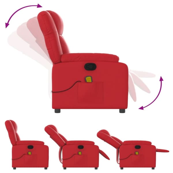 Massagefåtölj röd konstläder