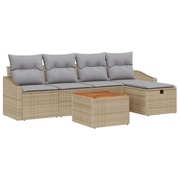 Trädgårdsoffset 6 st Beige konstrotting