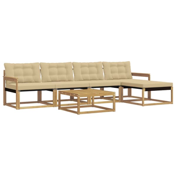 Utomhussoffset 6 pcs Vit och Beige