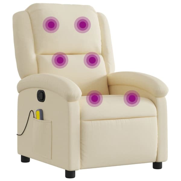 Massagefåtölj krämfärgad tyg