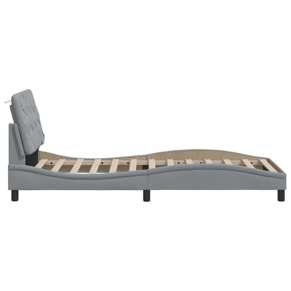 Bed Frame with LED without Mattress Light Grey 90x200 cm Fabric