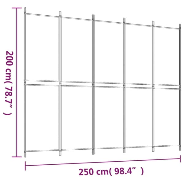 Rumsavdelare 5 paneler brun 250x200 cm tyg