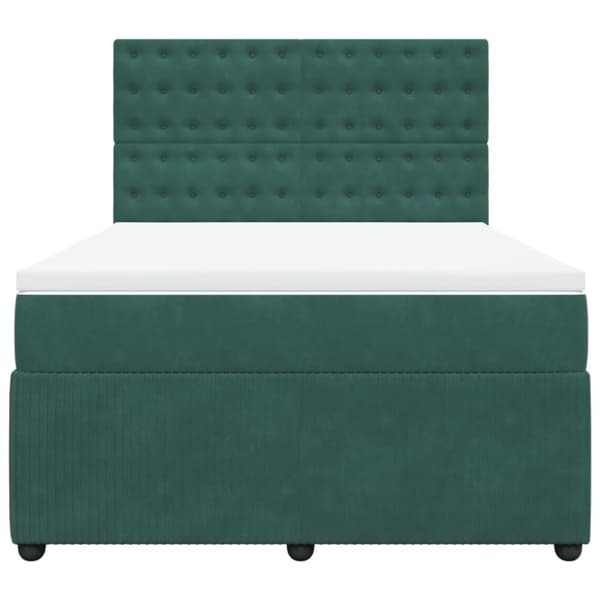 Ramsäng med madrass mörkgrön 140x190 cm sammet