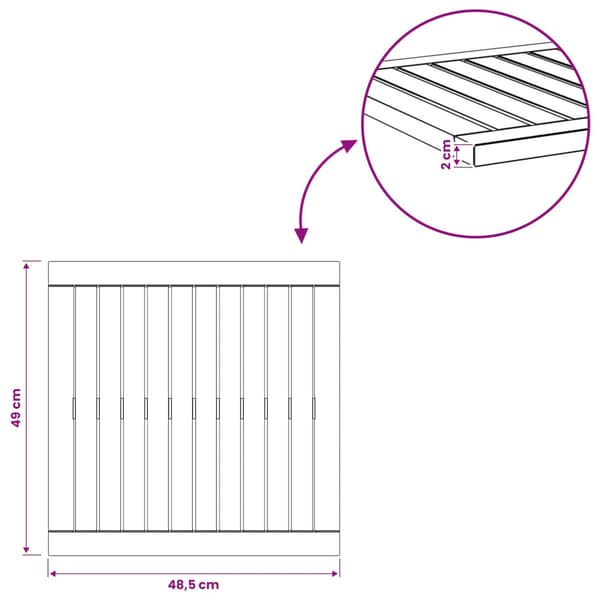 Bordsskiva 48,5 x 49 x 2 cm Rektangulär Massivt Akaciaträ