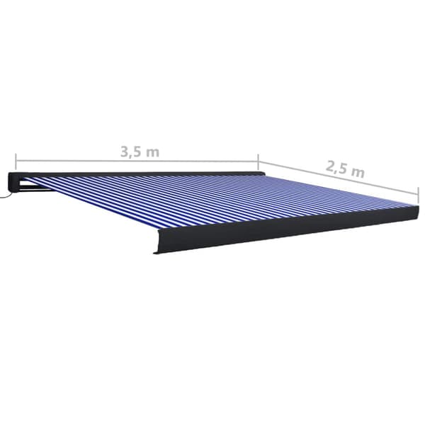 Markis motoriserad 350x250 cm blå och vit