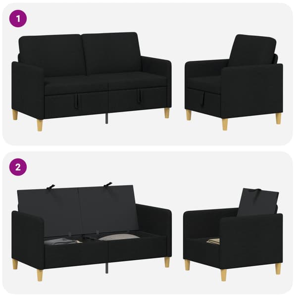 Soffgrupp med förvaring 2 pcs Svart Polyester