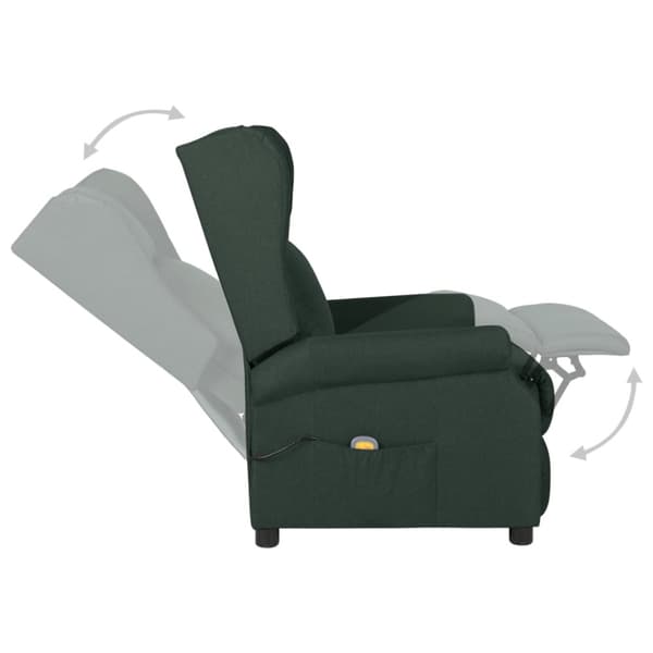 Massagefåtölj mörkgrön tyg