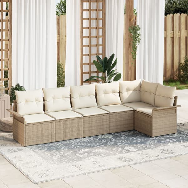 Trädgårdsoffset 6 st Beige konstrotting