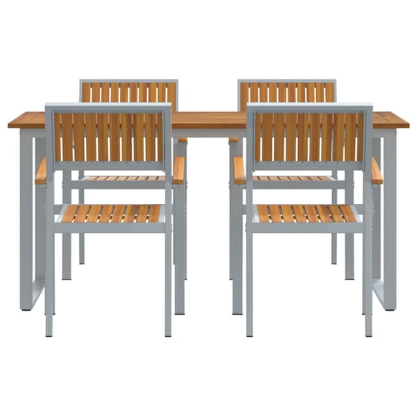 Trädgårdsmöbelset 5 pcs Grå Massivt Akaciaträ
