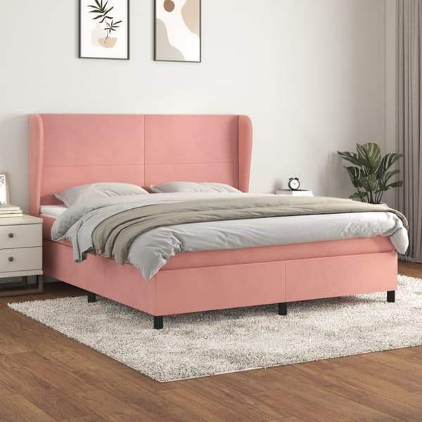 Ramsäng med madrass rosa 180x200 cm sammet