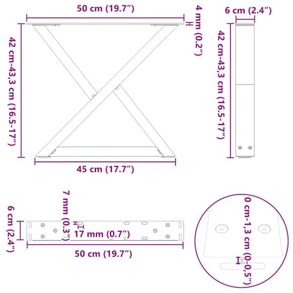 Soffbordsben 2 st antracit 50x(42-43,3) cm stål