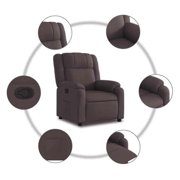 Reclinerfåtölj mörkbrun tyg