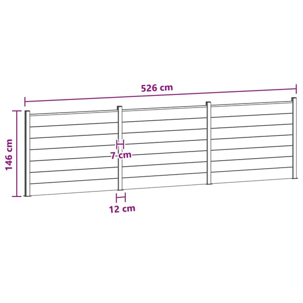 Stängselpanel 3 pcs WPC och aluminium Brun
