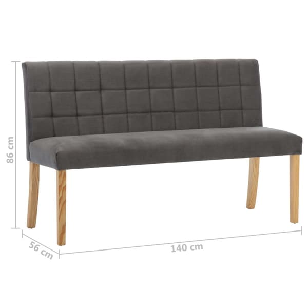 Bänk 140 cm grå sammet