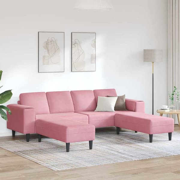Vardagsrumsoffa 3 pcs Rosa 250 x 188 x 76 cm