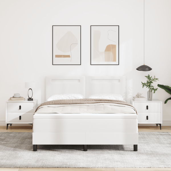 Bäddfjäder med madrass Vit 140 x 200 cm Konstläder