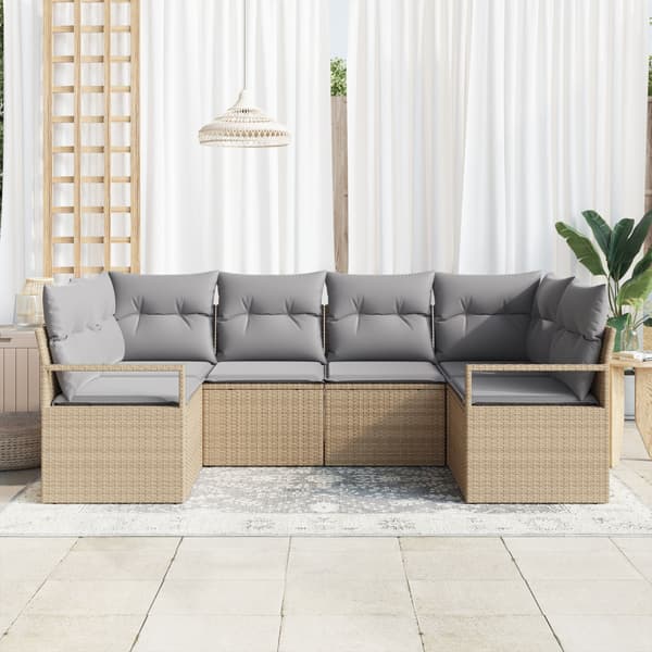 Soffset med kudde 6 pcs Beige konstrotting