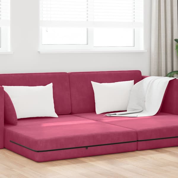 Golvbäddsoffa Vinröd 213 x 70 x 77 cm Sammet