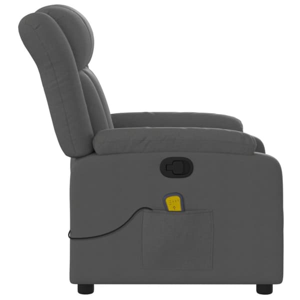 Massagefåtölj mörkgrå tyg