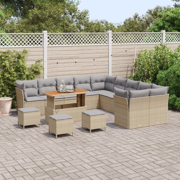 Trädgårdsoffset 14 pcs Beige konstrotting