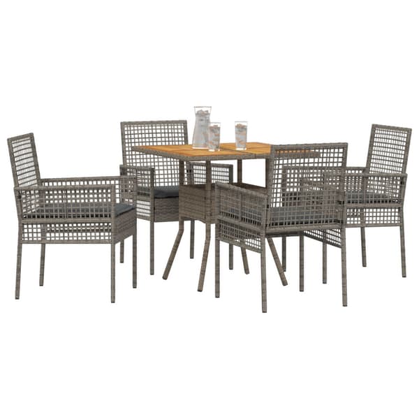 Trädgårdsmöbelset 5 pcs Grå konstrotting