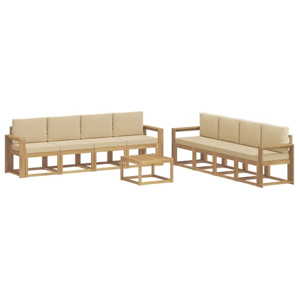 Utomhussoffset med kudde 9 pcs Vit och Beige