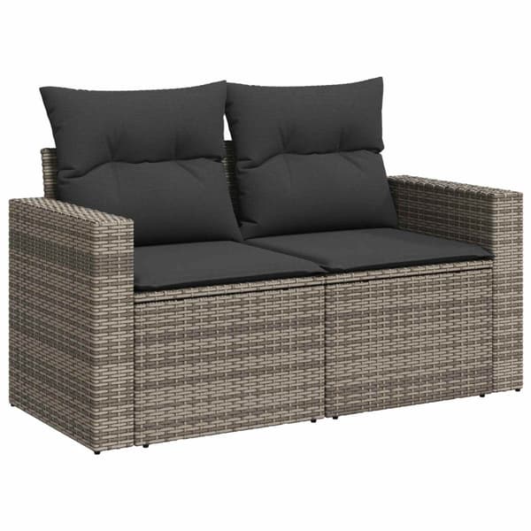Soffset 7 pcs Grå och mörkgrå Poly Rattan och stål