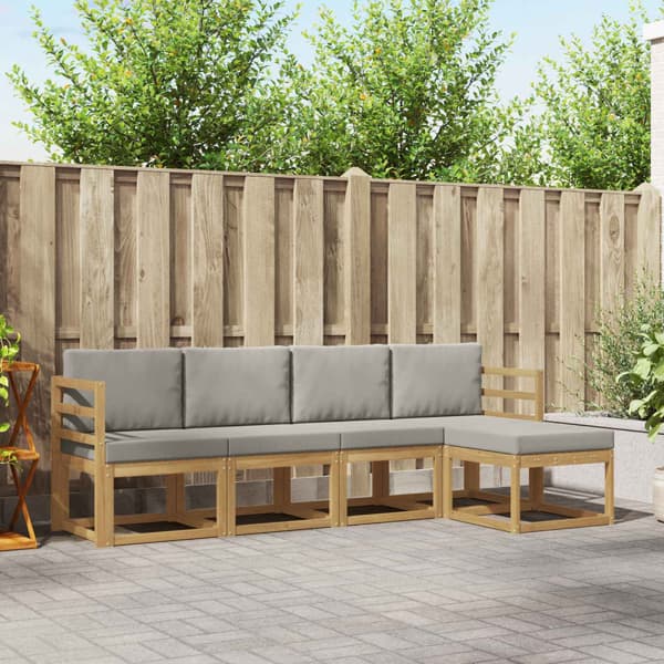 Utomhussoffset 5 pcs Vit och ljusgrå 245 x 122,5 x 73 cm