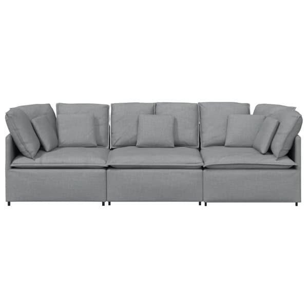 Modulsoffa med dynor i tyg ljusgrå